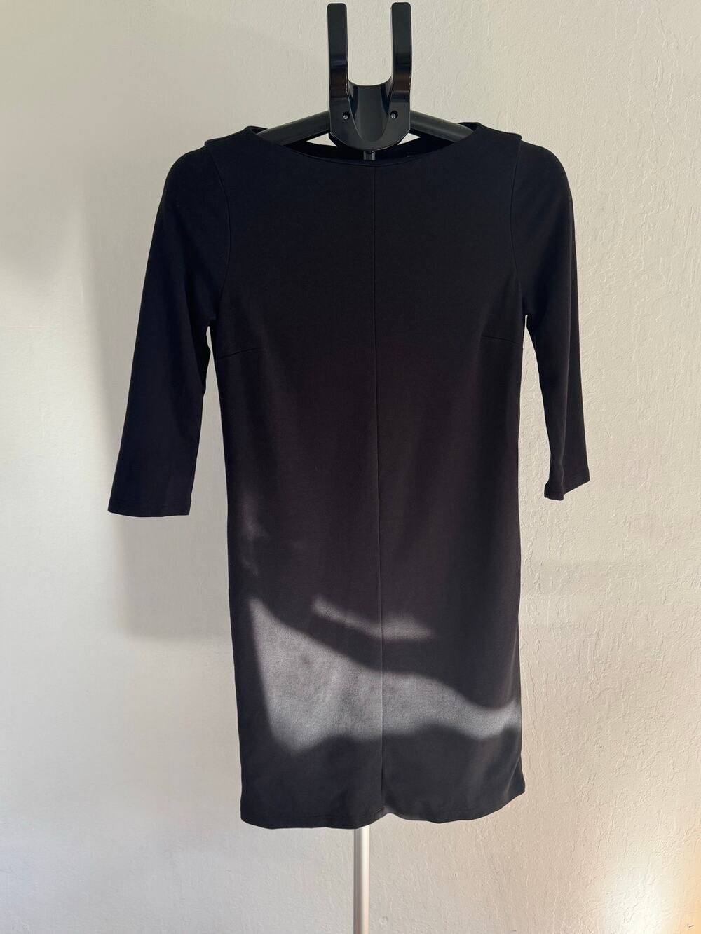 Cuyana Real Simple Women's Black 3/4 Sleeve Boatneck Sheath Mini Dress - S